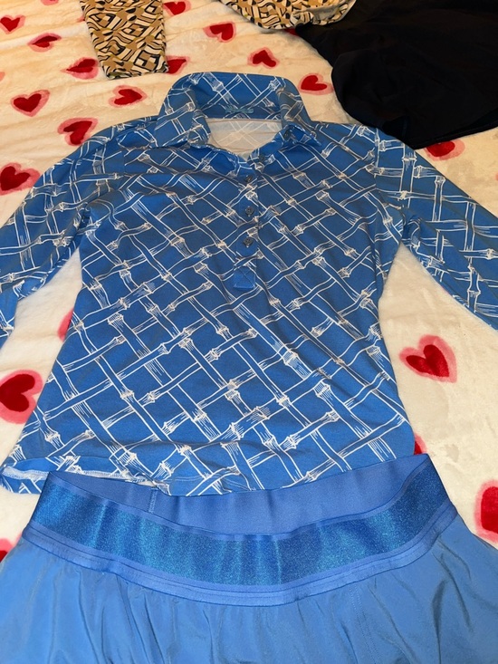 J Mclaughlin Tops - Blue Patterned Collared Women’s Blouse